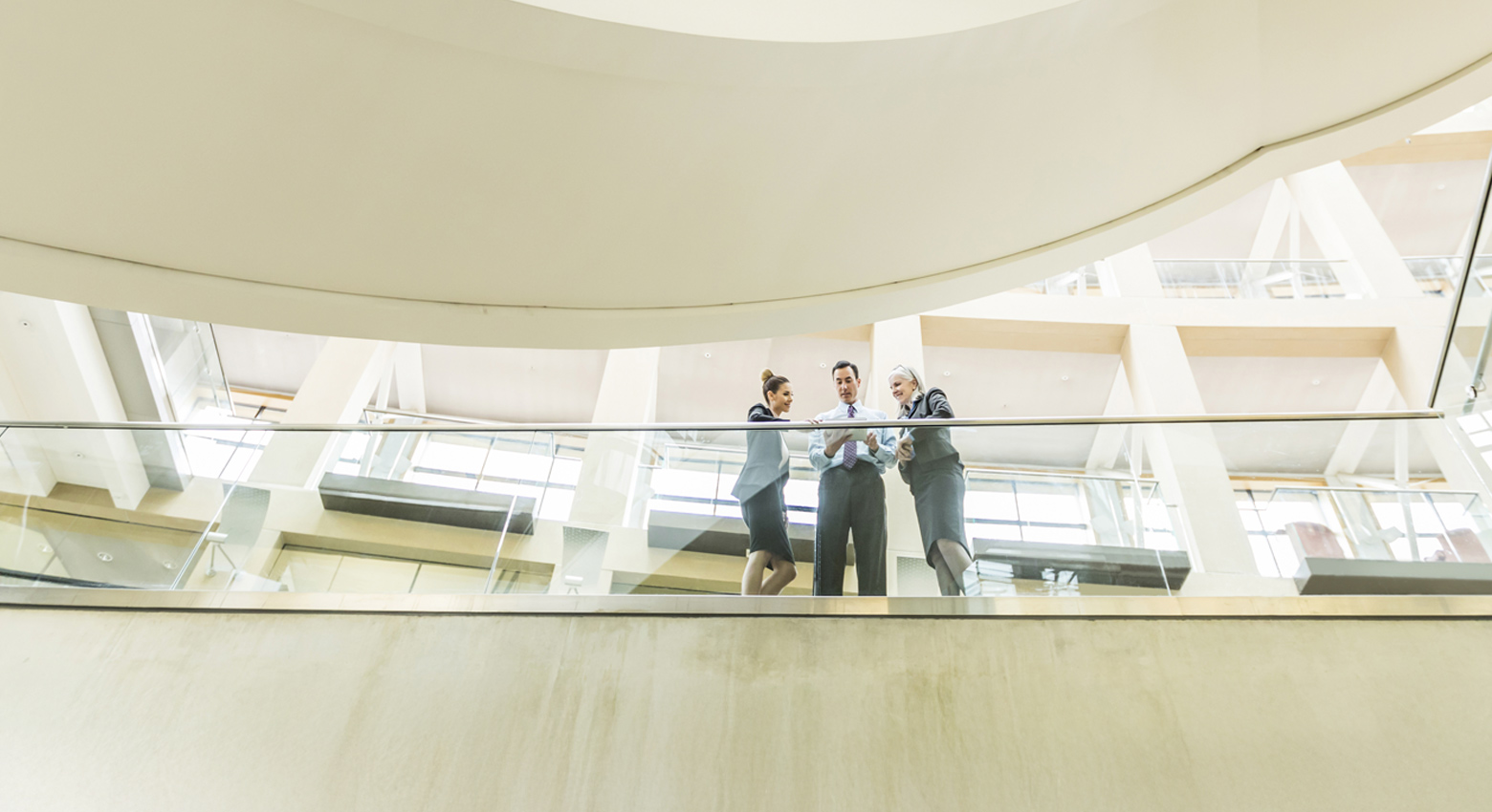 view of office building lobby from above 
