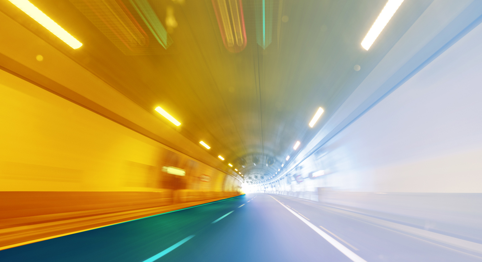 Interior of the tunnel that crosses the Pyrenees mountains between Spain and France