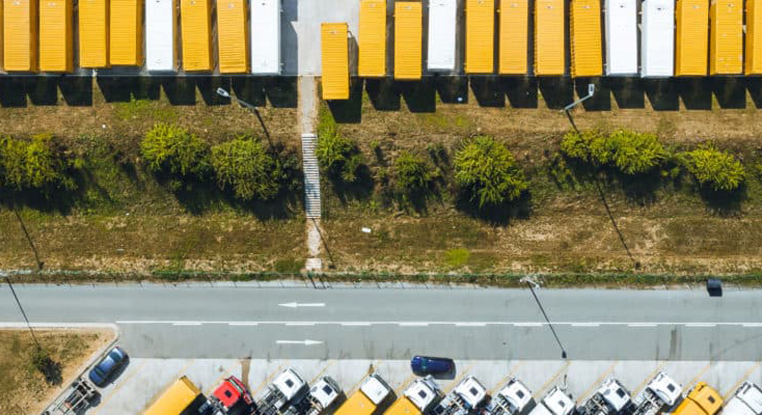 Shipping containers and trucks 