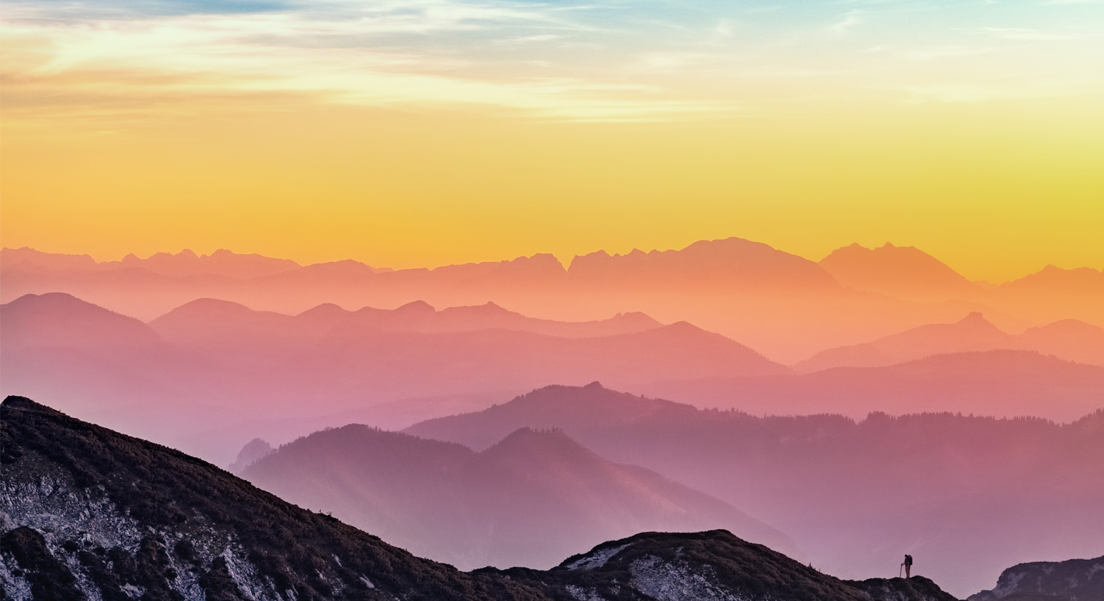 Multi-colored sunset over mountains