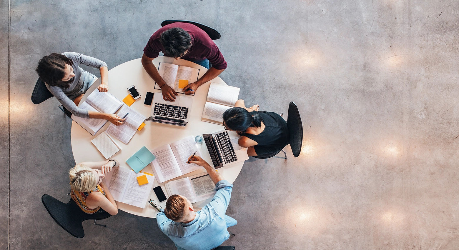 group of people studying