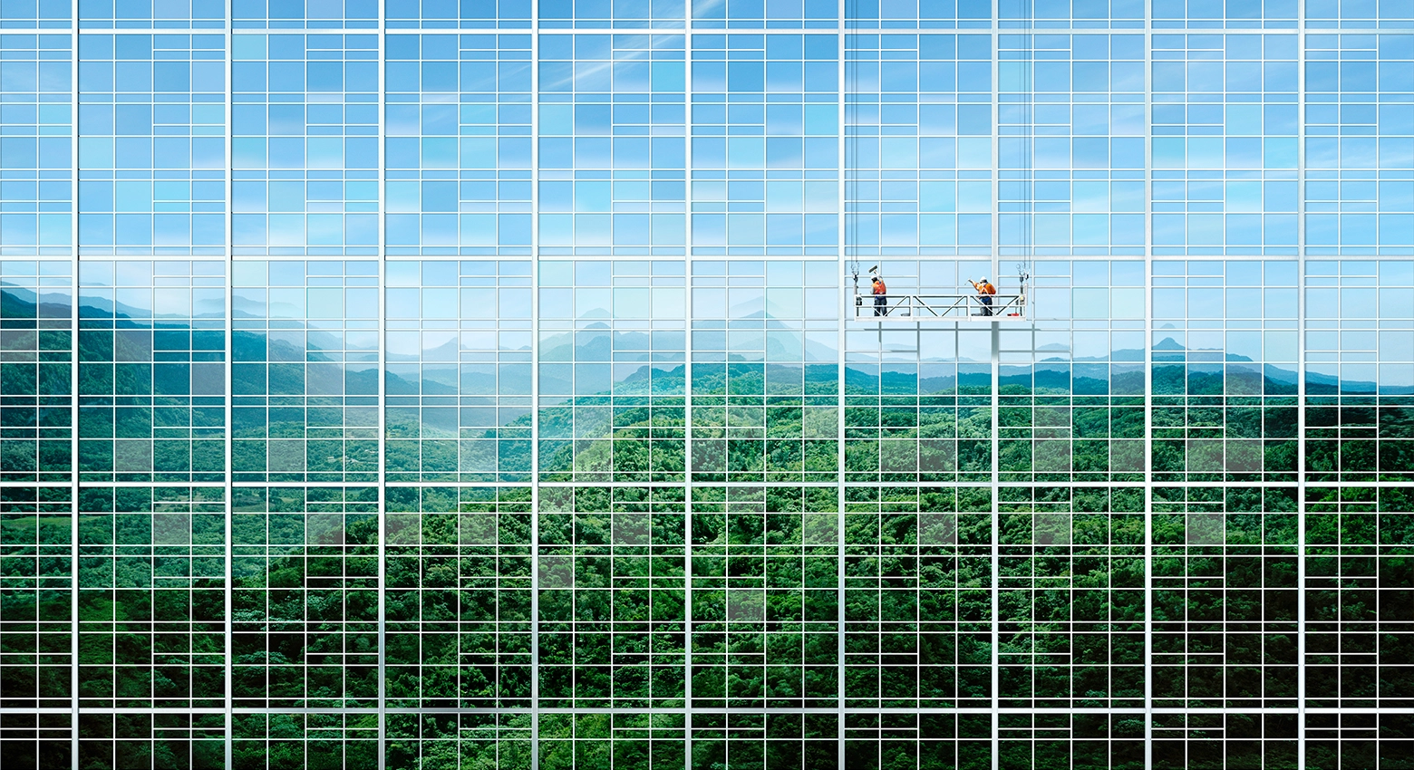 people cleaning windows data mesh