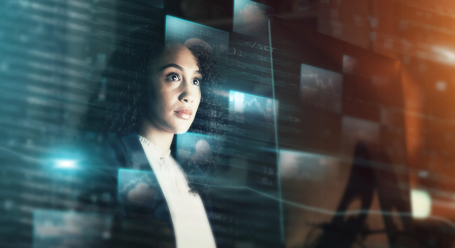 Woman looking at data