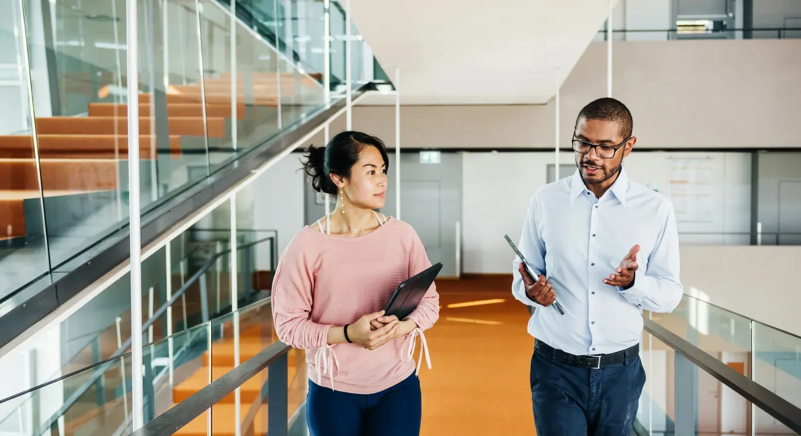 Woman and man in an office