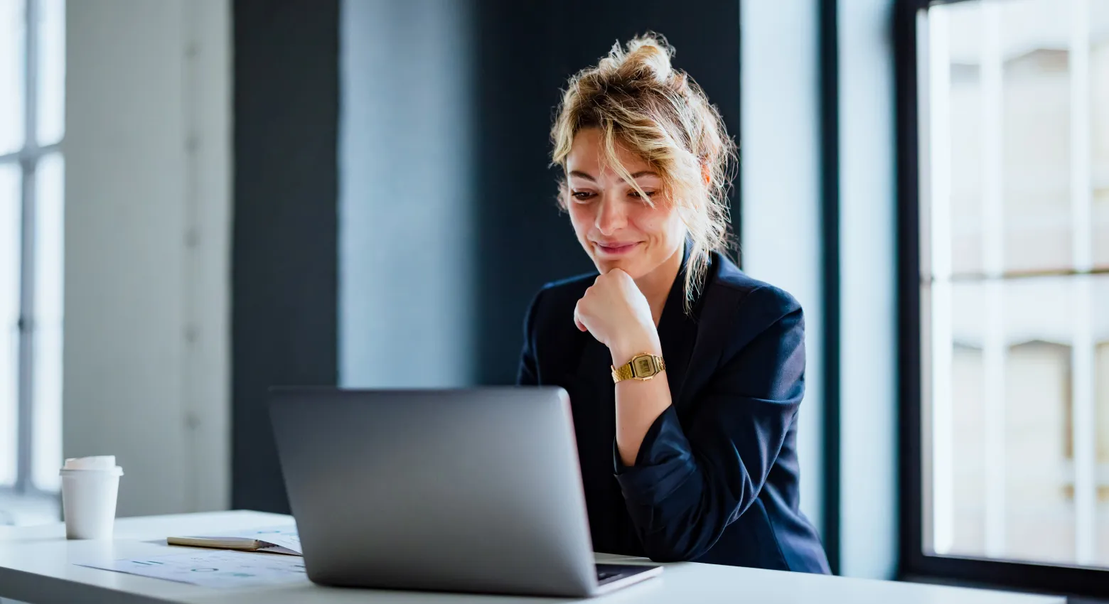 Woman looking at computer