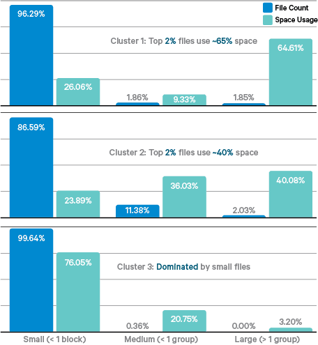 Figure 5. File-size histograms from production clusters