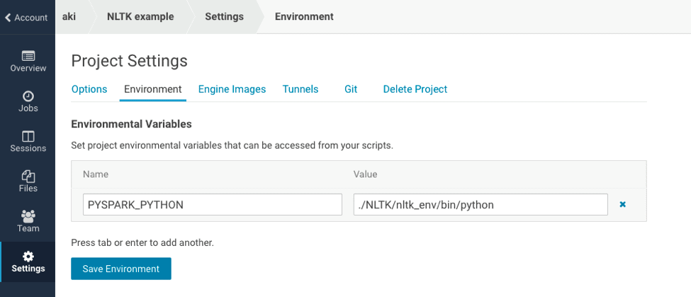 Set the environment variable