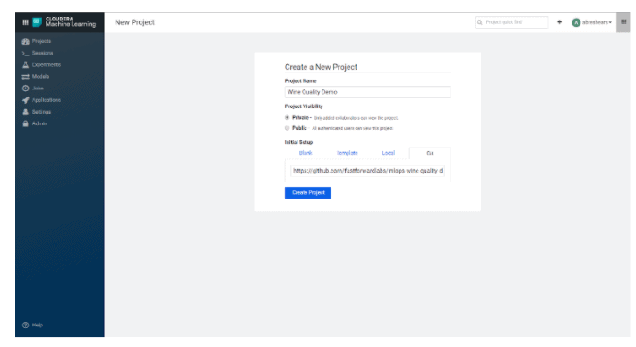the first step is to clone the repository into a new CML Project
