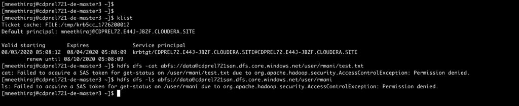 Figure 4: Denied access to home directory of another user