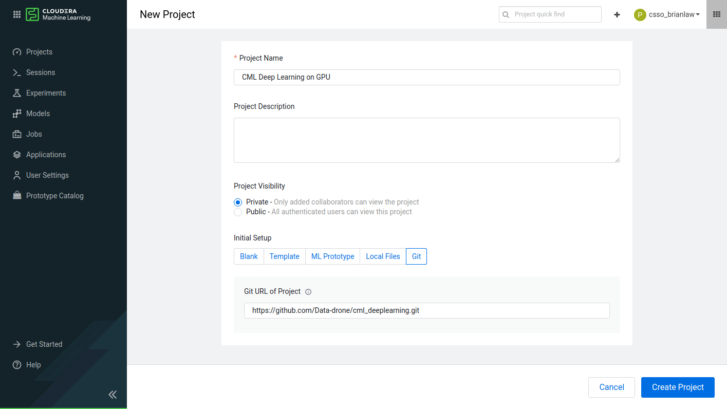"New Project” tab on the homescreen, git clone the repo into a new project
