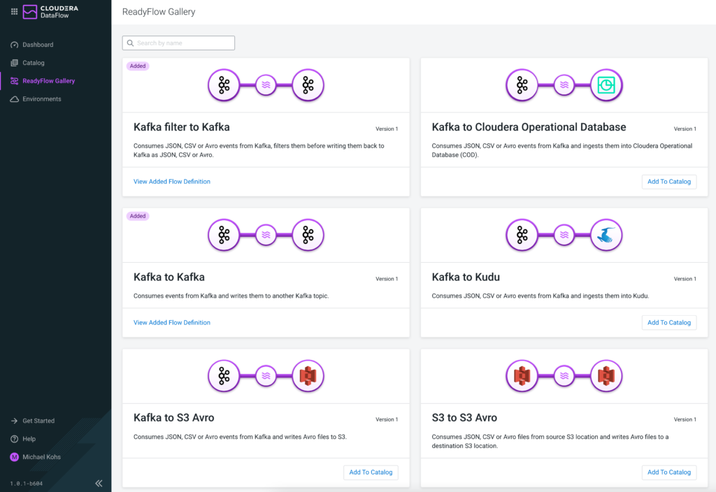 Figure 12: The ReadyFlow gallery helps users get started with the most common data flows