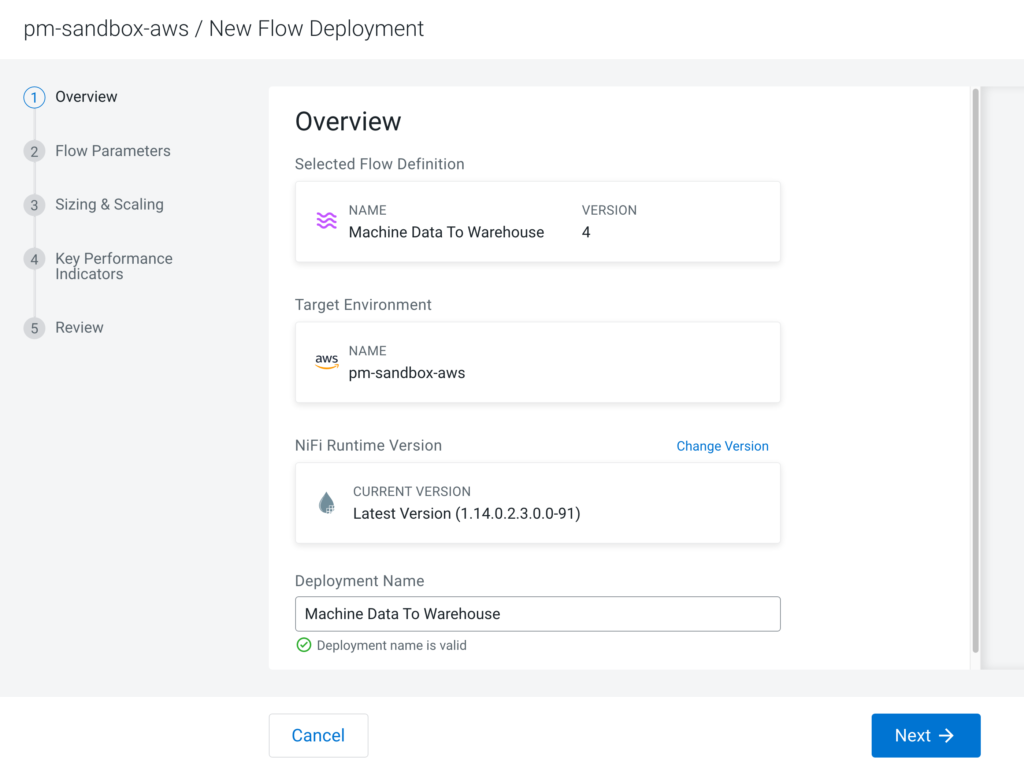 Figure 5: CDF-PC provides simple, wizard driven NiFi deployments