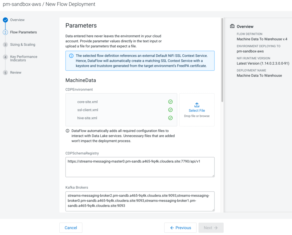 Figure 6: CDF-PC provides simple, wizard driven NiFi deployments