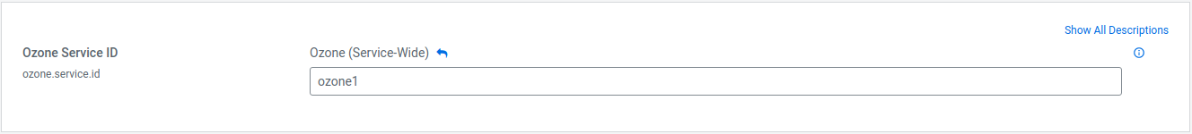 Ozone Service ID UI screen.