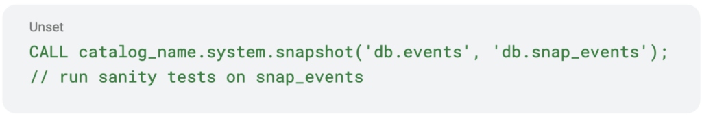 Snapshot Table
