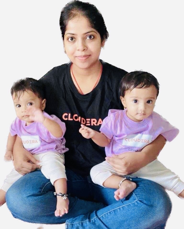 Sahana Nag with twins 