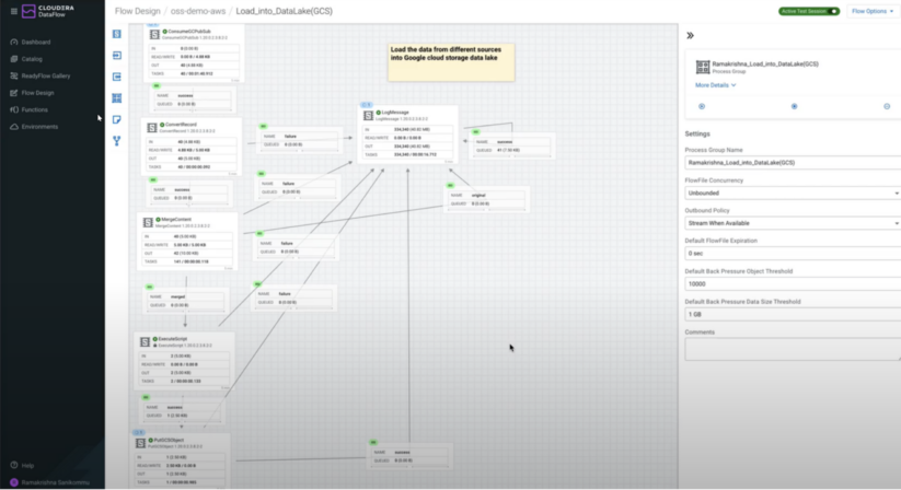 Figure 2: Ramakrishna’s first flow consuming data from Google PubSub and ingesting it into Google Cloud Storage