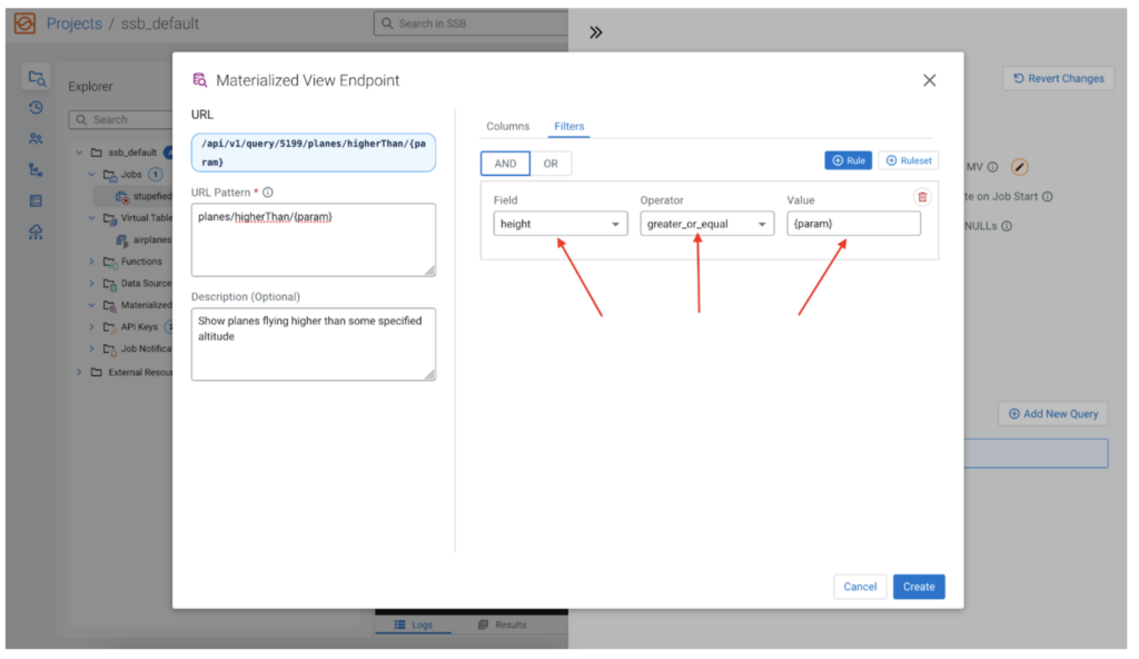 Materialized View Endpoint - Filtering