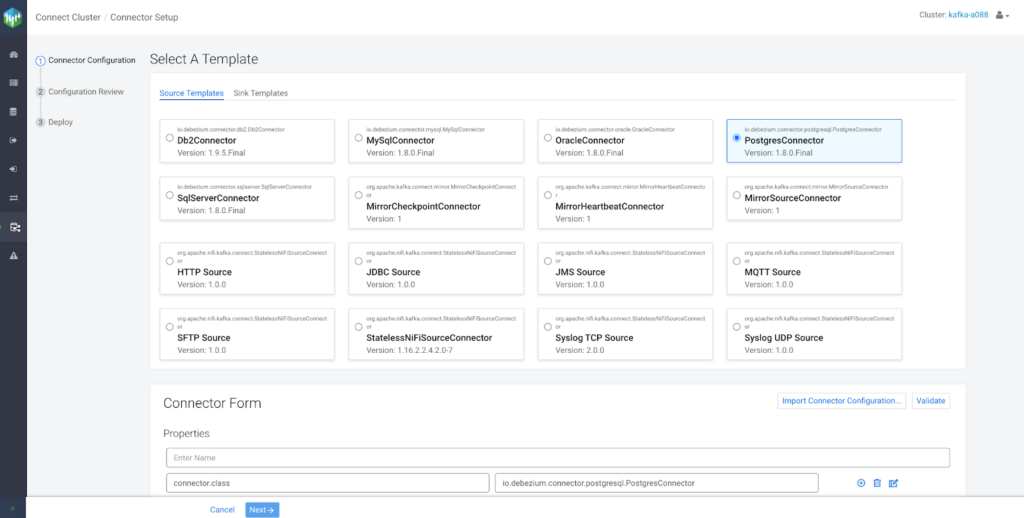New Connector Template Selection