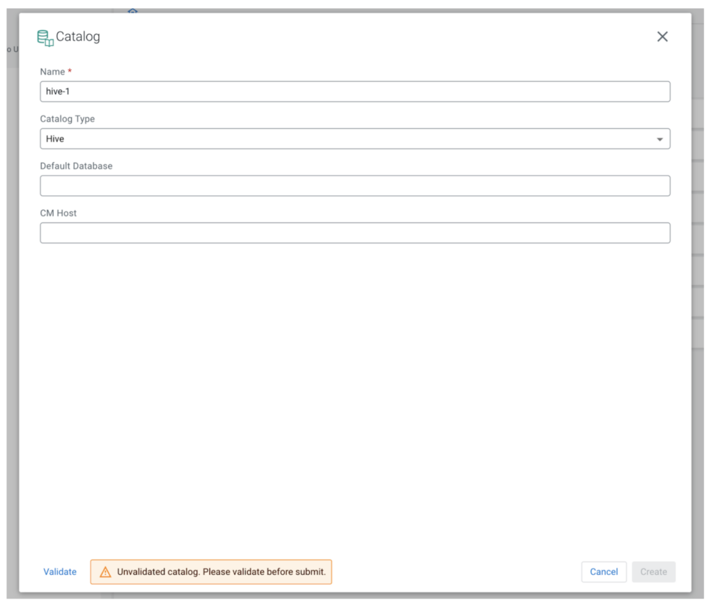 Catalog Creation Modal Window