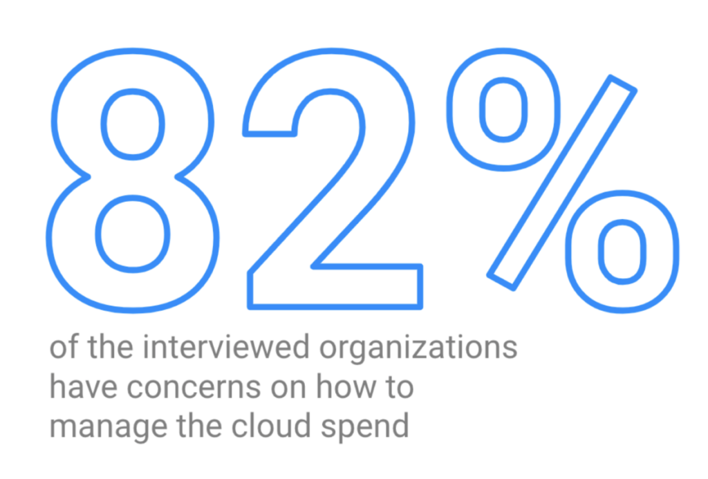 82% of the interviewed organizations have concerns on how to manage the cloud spend