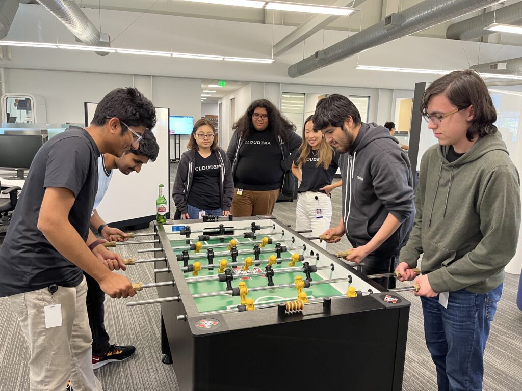 Cloudera Teen Accelerator Program Participants Playing Foosball
