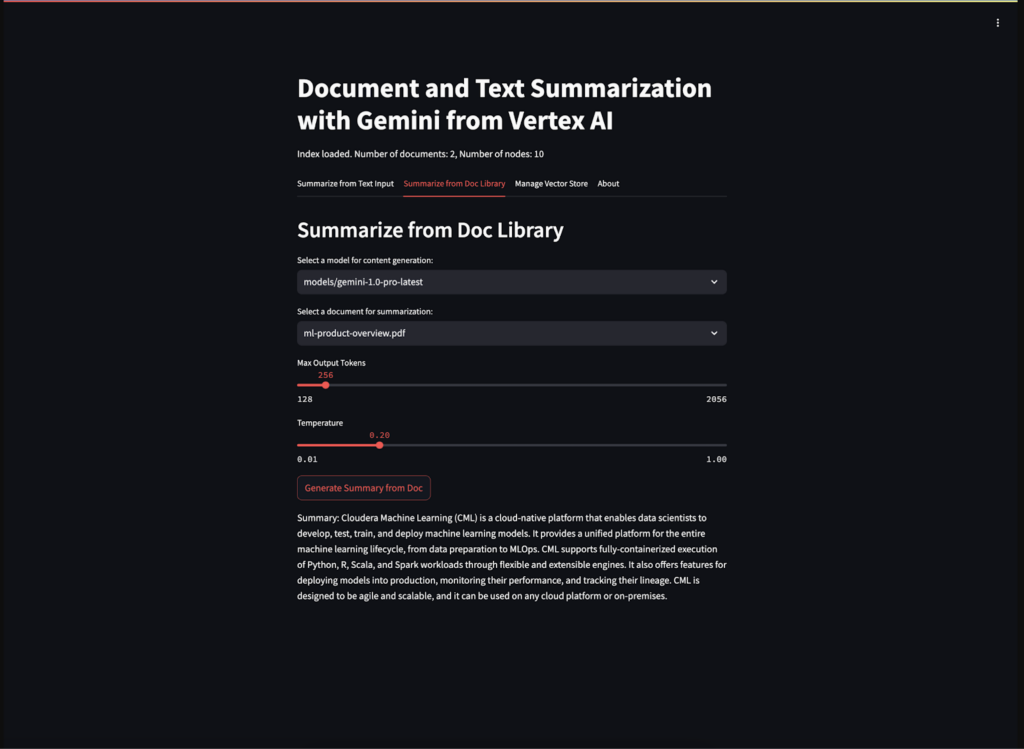 Document and text Summarization with Gemini from Vertex AI
