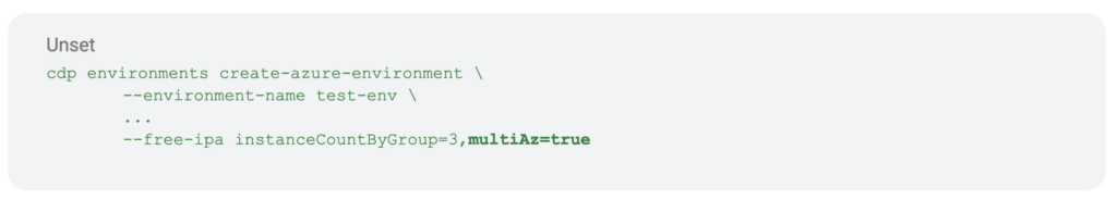 CLI command: FreeIPA as Multi-AZ