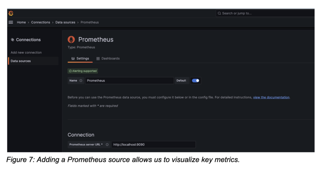 Figure 7: Adding a Prometheus source allows us to visualize key metrics.