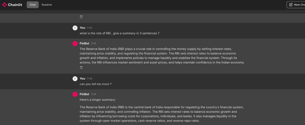 In the picture above, the application is able to first summarize and then understand the follow-up question “can you tell me more”, by remembering what was answered earlier.