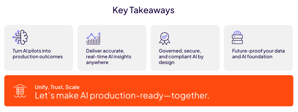 The outcomes and key takeaways chart