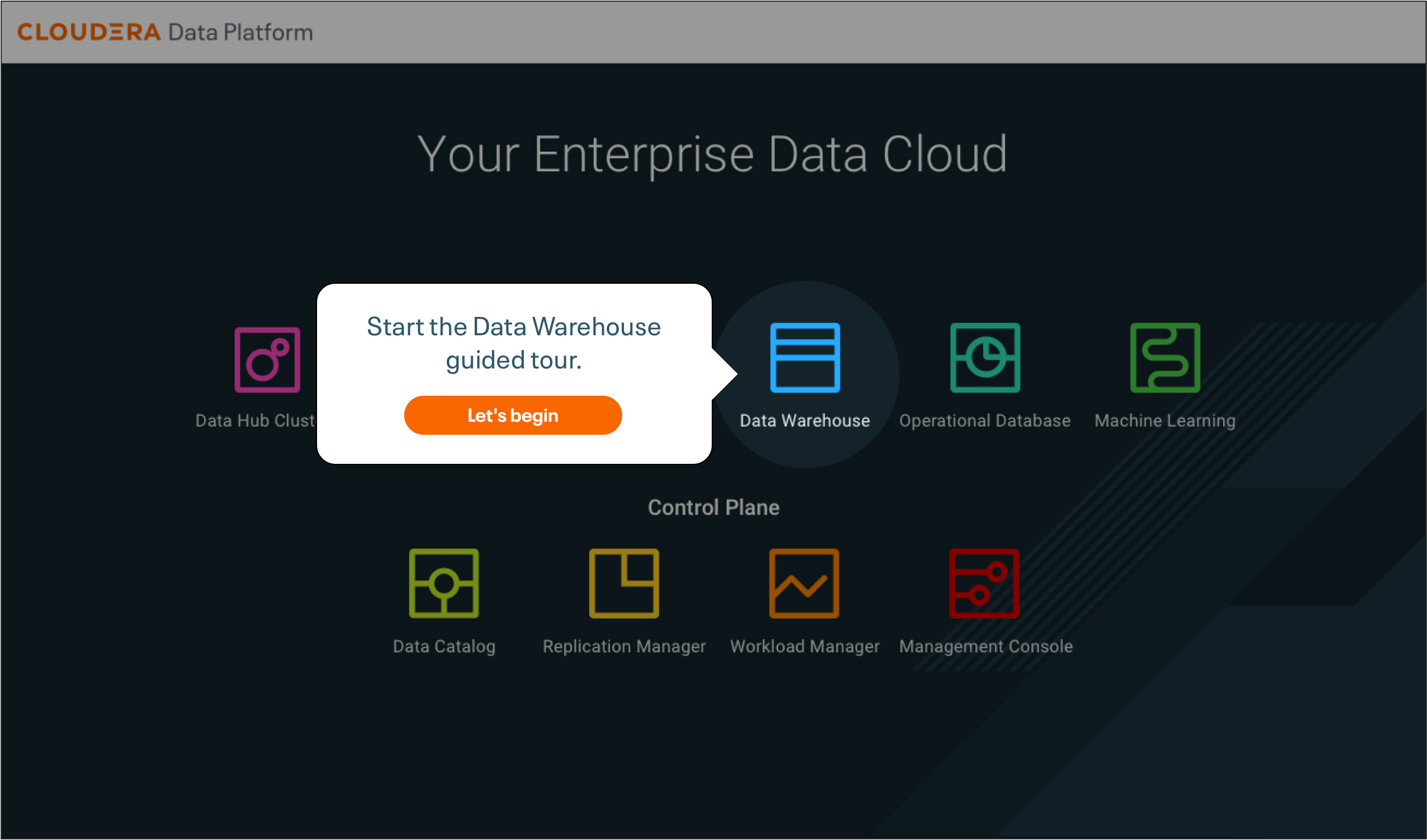 Start the Data Warehouse guided tour