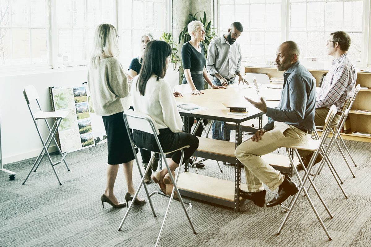 Group of people talking and meeting