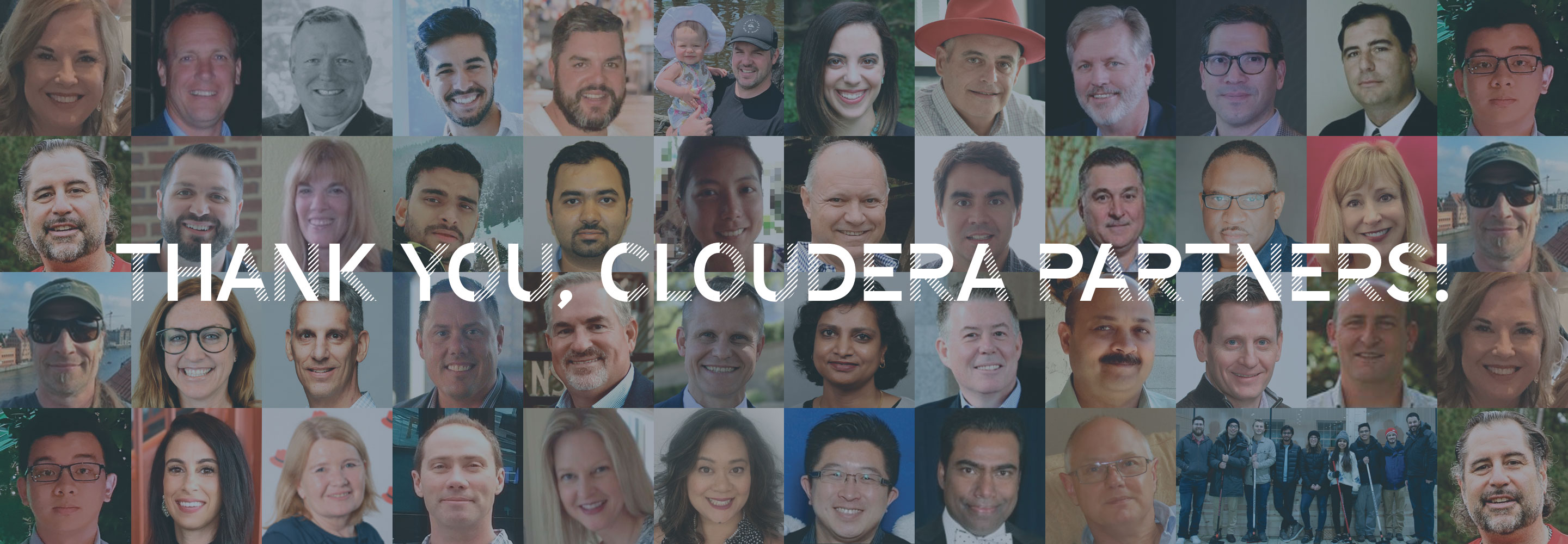 Photo of individual partners' faces saying Thank you, Cloudera partners! 