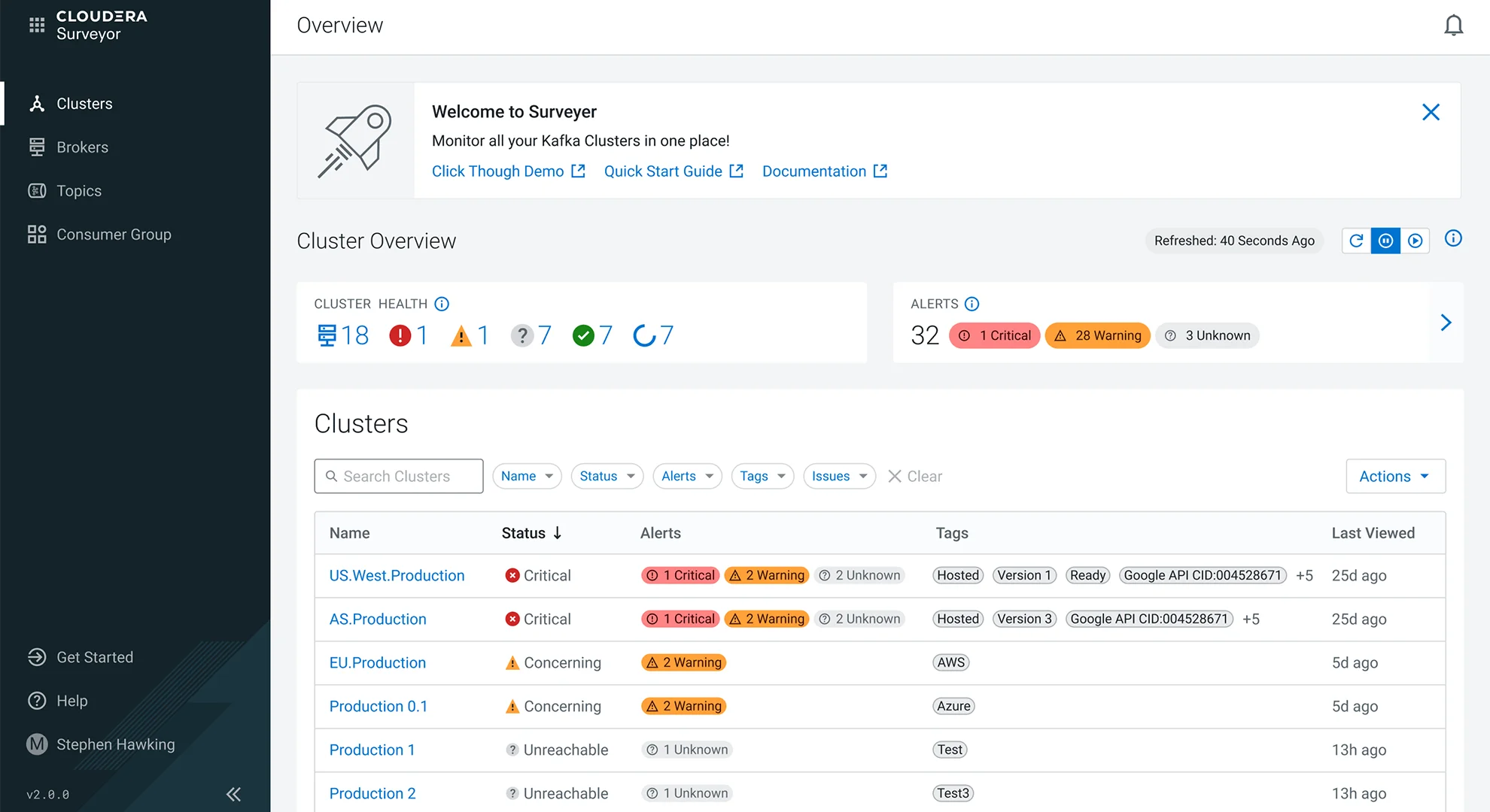 Streaming surveyor product screenshot