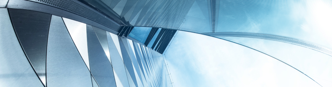 Photo of angular building in blue colors