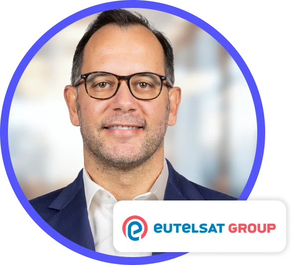 Headshot of Ciro Milite and Eutelsat Group logo.