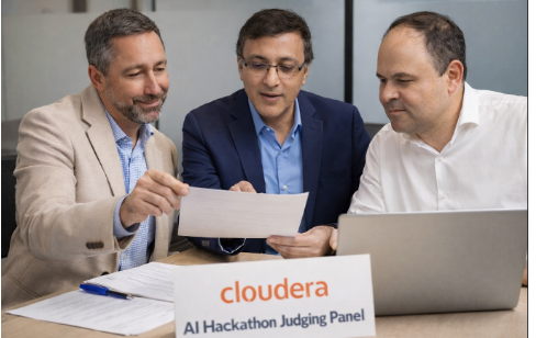 people sharing at hackathon 