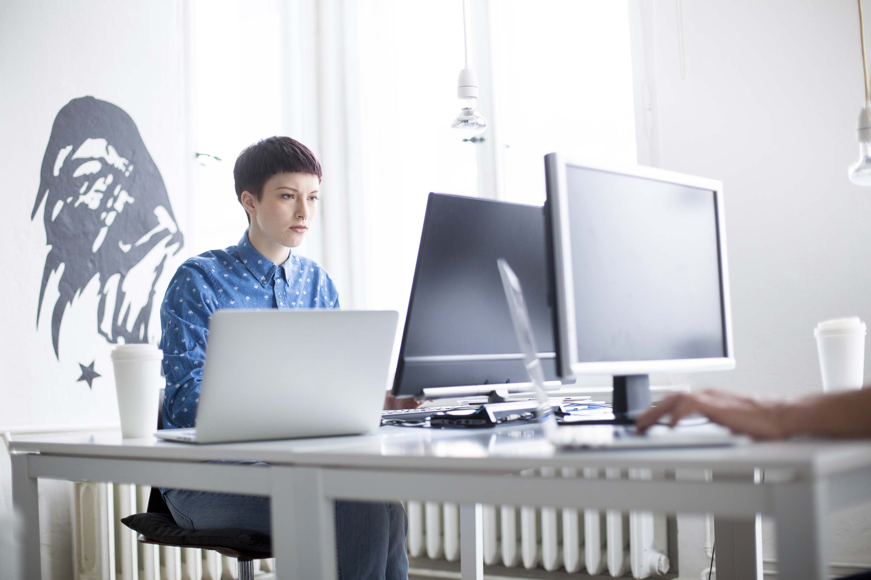 Woman in urban workspace